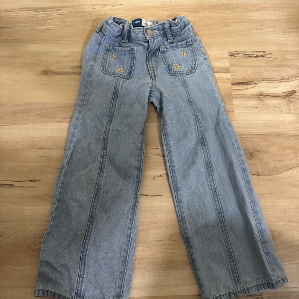 Old Navy Light Blue Girls' Embroidered Pocket Jeans